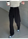 BONSIR  -  New Fashion Four Seasons Men's High Quality Suits Pants Korean Style Loose Straight  Leg Grey Trousers Male Trendy Streetwear