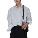 BONSIR  -  Button Down Shirts Bowling Striped Shirts Brand New Condition Collared Neckline Daily Wear Four Seasons Wear Loose Fit