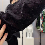 Bonsir Mens Shirts Starry Sky Hot Diamond Shirts Autumn Streetwear Fashion Niche Personality Sequins Performance Tops Men'S Clothing