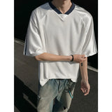 BONSIR  - Summer Short Sleeved T-shirt Men Oversized Fashion V-neck T Shirt Men Streetwear Korean Loose Pullover T Shirt Mens Top M-3XL