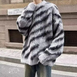 BONSIR  -  Hong Kong style lazy striped contrasting sweater for men in autumn and winter fashion brand versatile casual loose jacket