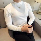 Bonsir 11 Color Autumn Winter Half Turtleneck Stretch T-shirt High Quality Slim Fit Casual Long Sleeved Cotton Tee Men Clothing 4XL-M