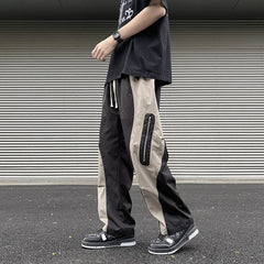 Bonsir Techwear Parachute Cargo Pants Men Patchwork Zipper Loose Casual Trousers Male Summer Streetwear Hip Hop Spliced 5XL