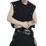 Bonsir Mens Vest Metal Button Tank Top Spring/Summer Streetwear Fashion Youth Campus Sleeveless T-Shirt Old Money Men'S Clothing 2025