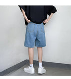 BONSIR  -  Summer Shorts Men's Ripped Streetwear Fashion Loose Jeans Hole Straight Wide Casual Soft Denim Shorts Male