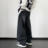 Bonsir Man Casual Jeans American Fashion Instagram High Street Retro Washed Wide Leg Jeans Men's Spring Loose Straight Long Pants