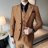 Bonsir ( Jacket + Vest + Pants ) Spring Luxury Men High-end Suit Formal Groom Wedding Tuxedo Mens Work Party Slim Fit Suit 3 Piece