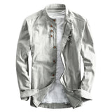 BONSIR  -  Business Daily Light Grey M-2XL White Black Dark Gray Shirt Mandarin Collar Mens Slim Fit Business Long Sleeve