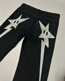 Bonsir Streetwear Y2k Jeans Hip Hop Star Print Baggy Jeans Black Pants Women Men New Harajuku Casual Hip Hop Gothic Wide Leg Trousers