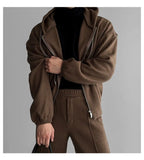 BONSIR  -  Maillard casual sports suit men's spring and autumn heavy hooded sweatshirt cardigan splicing
