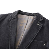 BONSIR  -  Autumn New Fashion Men's Casual Trendy Solid Color Casual Trendy Long Sleeve Vintage Denim Coat Male Suit Blazers Jacket Clothes
