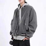 Bonsir Spring and Autumn New Men's Fashion Trend Wool Baseball Jacket Short Jacket Unisex American Street Loose Pilot Jacket Men