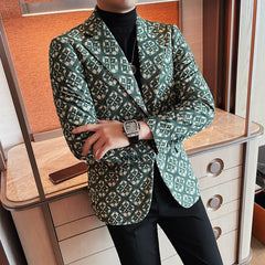 Bonsir Fashion Floral Suit Jackets Autumn Winter New Luxury Printed Slim Fit Casual Men's Blazers Coats High Quality Social Prom Tuxedo