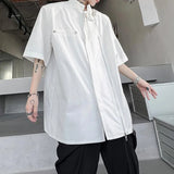 Bonsir Mens Shirts Zipper Button Decoration Shirts Fashion Personality Streetwear Casual Youth Trend Versatile Tops Men'S Clothing