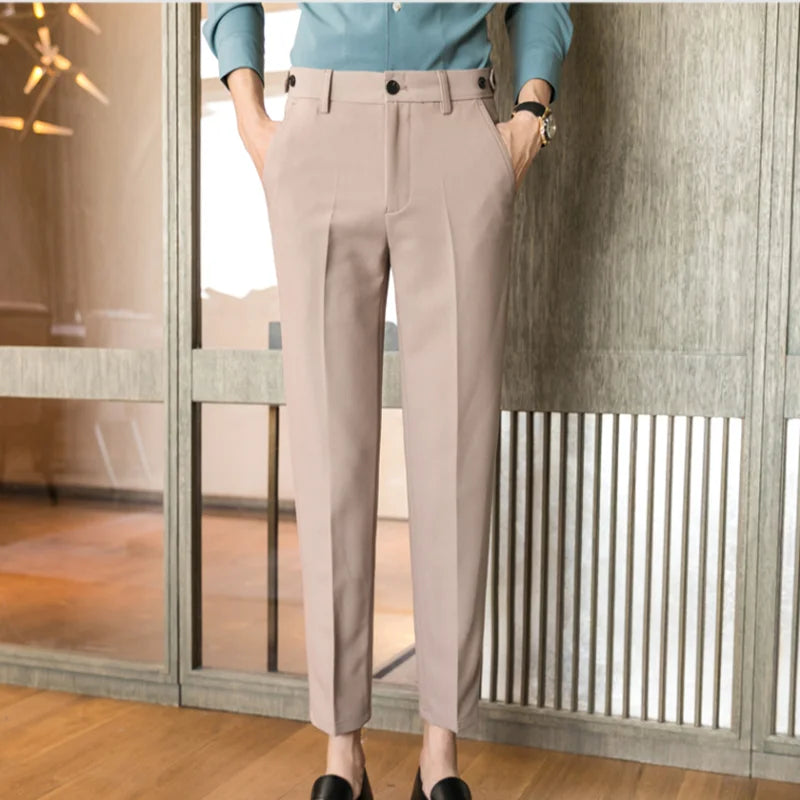 Bonsir Brand Clothing Fashion Male Spring High Quality Cotton Business Suit Trousers/Men's Pure Color Leisure Suit Pants 28-34