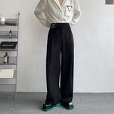 BONSIR  -  Black Suit Pants Men Oversized Fashion Social Mens Dress Pants Korean Loose Straight Wide Leg Pants Mens Office Formal Trousers