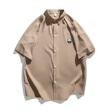 BONSIR  -  Summer Solid Men Casual Shirt Short Sleeve Fashion Brand Large Size Streetwear Blouses Male Turn Down Collar Shirts Clothes