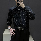 Bonsir Mens Shirts Night Sky Print Shirts Summer Streetwear Light Breathable Campus Performance Long Sleeve Tops Men'S Clothing