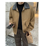BONSIR  -  Fall Short-Length Bomber | American Retro Shacket W/ PU-Leather Collar - Relaxed Plus Sizing M-5XL