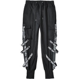 Bonsir Techwear Cargo Pants Men Joggers Black Cargo Trousers for Men Jogging Japanese Streetwear Hip Hop Hippie Gothic Ribbon