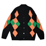 Bonsir Mens Sweater Diamond Plaid Contrast Color Casual Knit Tops Streetwear Campus Designer Couple Valentines Cardigan Unisex 2025 New