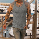 BONSIR  -  Summer Knitted Men's H-shaped Slim Fit Vertical Stripe Tank Top Fitness Training Breathable Sleeveless Fashion New Style