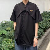 BONSIR  -  Mens Shirt Laminated Metal Decoration Tops Casual Niche Dark Style Personality All-Match Shirt Men'S Clothing Summer New