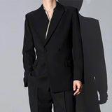 Bonsir Mens Autumn Contrast Color Satin French Elegant Casual Suit Genderless Fashion Trend Simple Retro Business Suit Jacket For Men