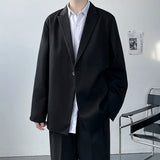 BONSIR  -  White Black Blazer Men Fashion Society Mens Dress Jacket Korean Loose Business Casual Suit Jacket Mens Office Formal Blazer