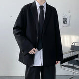 BONSIR  -  White Black Blazer Men Fashion Society Mens Dress Jacket Korean Loose Business Casual Suit Jacket Mens Office Formal Blazer