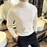 Bonsir Korean Turtleneck Sweater High Quality Autumn Winter Solid Color Long Sleeve Warm Knit Sweater Luxury Men Elastic Knit Pull