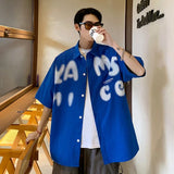 BONSIR  -  Summer Fashion Letter Print Men Shirts Casual Short Sleeve Trend Oversized Korean Streetwear Shirts Retro Loose Y2k T Shirt