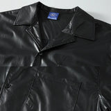 Bonsir Mens Leather Shirt Motorcycle Short-Sleeve Fashion Streetwear Niche Teenager Temperament Personality Shirt Top Men'S Clothing