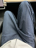BONSIR  -  American Retro Cleanfit Blue Vertical Striped Loose Wide Leg Jeans for Men Trendy High Waist Long Pants Straight Cut Trousers