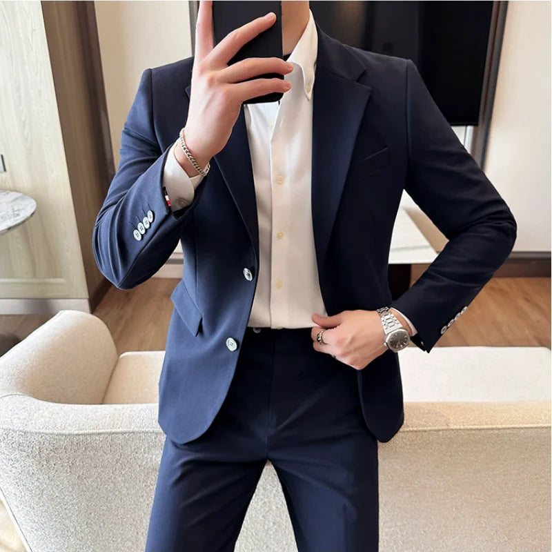 Bonsir 7XL-S (Blazer + Trousers) Fashion Slim Fit Men's Suit Italian Style Luxury Formal Business Social Wedding Tuxedos 2 Piece Set