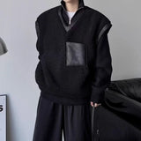 BONSIR  -  Dark thickened fur integrated vest vest for men's Japanese retro trendy brand loose versatile splicing V-neck jacket