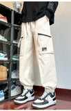 BONSIR  -  Army Green Cargo Pants Men Autumn Korean Streetwear Men's Harajuku Loose Straight Workwear Trousers New Wide-leg Baggy Pants Man