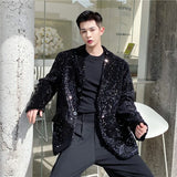 Bonsir Male Shiny Blazers 2024 Spring jacket men Stylish Sequin Decor Blazer For Men Suit Jackets Dazzling Stage Clothing