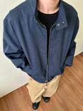 BONSIR  -  American retro blue jacket men's spring and autumn high-end short loose stand-up collar jacket