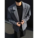 BONSIR  -  Black Blazer Jacket Men Fashion Society Mens Gray Dress Jacket Korean Loose Casual Suit Jacket Mens Office Formal Jackets M-3XL