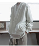 BONSIR  -  new graphite gray chic V-neck sweatshirt, bristle plus fleece raglan sweatshirt jacket