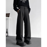 BONSIR  -  Grey Black Suit Pants Men Fashion Society Mens Dress Pants Korean Loose Straight Pants Mens Office Formal Trousers Plus Size