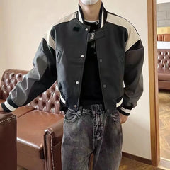 Bonsir New Autumn And Winter Niche Stitching Design High-Grade Leather Jacket American Retro High Street Fashion Casual Y2k Jacket Men