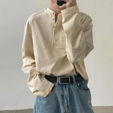 Bonsir Mens T-Shirt Side Placket Casual T-Shirt Autumn Streetwear Personality Niche Versatile Long-Sleeved Top Men'S Clothing 2024