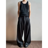 BONSIR  -  Grey Black Suit Pants Men Oversized Fashion Society Mens Dress Pants Korean Loose Wide Leg Pants Mens Office Formal Trousers