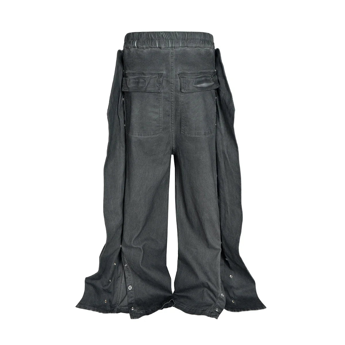 Bonsir Dirty Dyed Silhouette Double Breasted Drawstring Jeans Mens Straight Washed Vintage Casual Denim Trousers Oversized Cargos