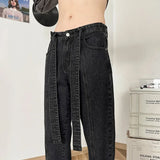 Bonsir New Autumn Style Versatile Trendy Brand Loose Slimming American High Street Trousers Washed Casual Straight Wide Leg Jeans
