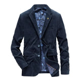 BONSIR  -  New Spring and Autumn Style European and American Men's Corduroy Casual Solid Color Lapel Single-breasted Slim-fit Suit Jacket.