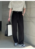 BONSIR  -  New Fashion Four Seasons Men's High Quality Suits Pants Korean Style Loose Straight  Leg Grey Trousers Male Trendy Streetwear