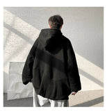 BONSIR  -  Basic Hooded Drawstring Sweatshirts Men's Clothing Fashion Spliced Autumn Winter Fleece Loose Korean Casual Long Sleeve Hoodies
